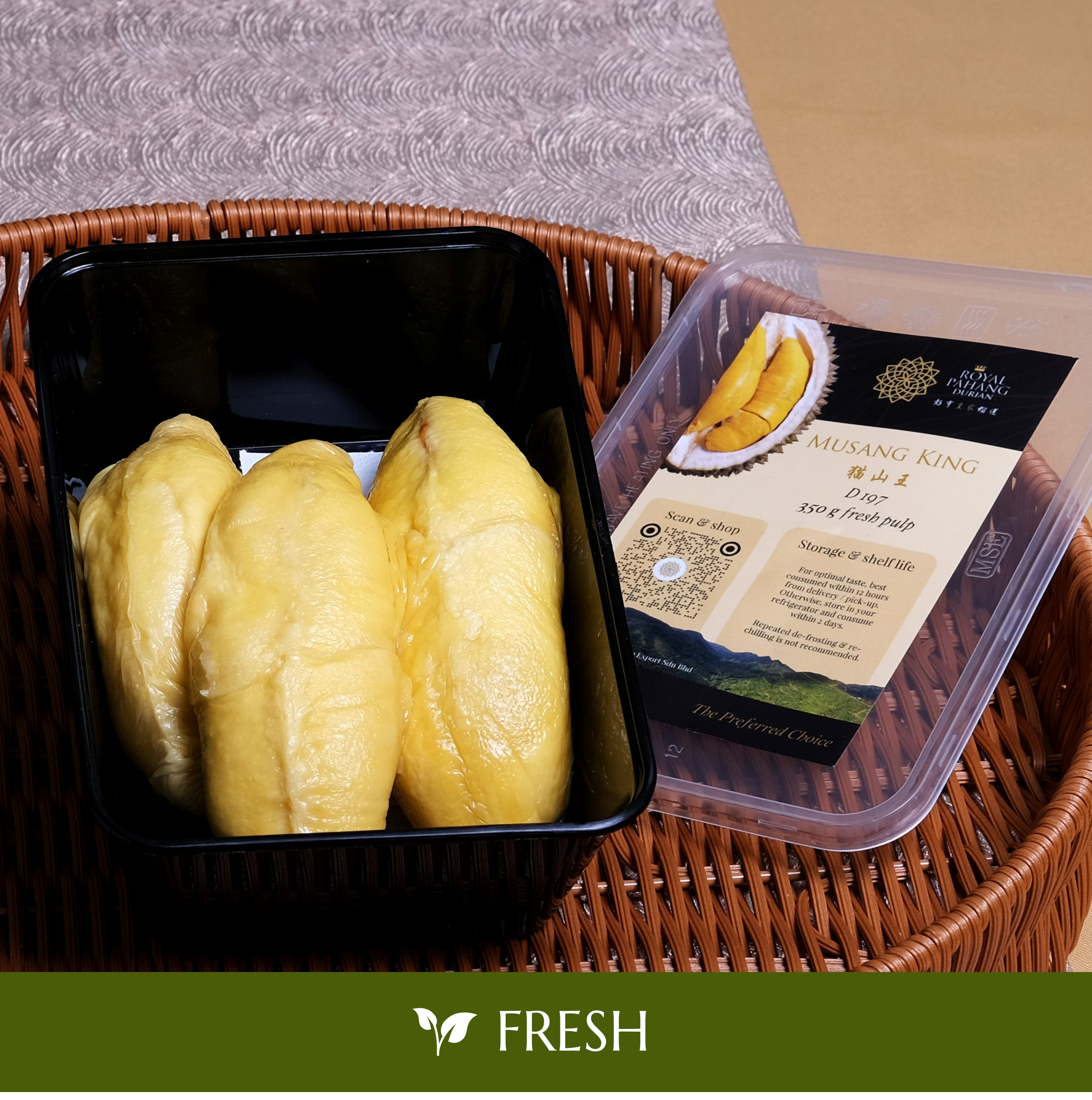 Fresh Musang King Durian Pulp 350g