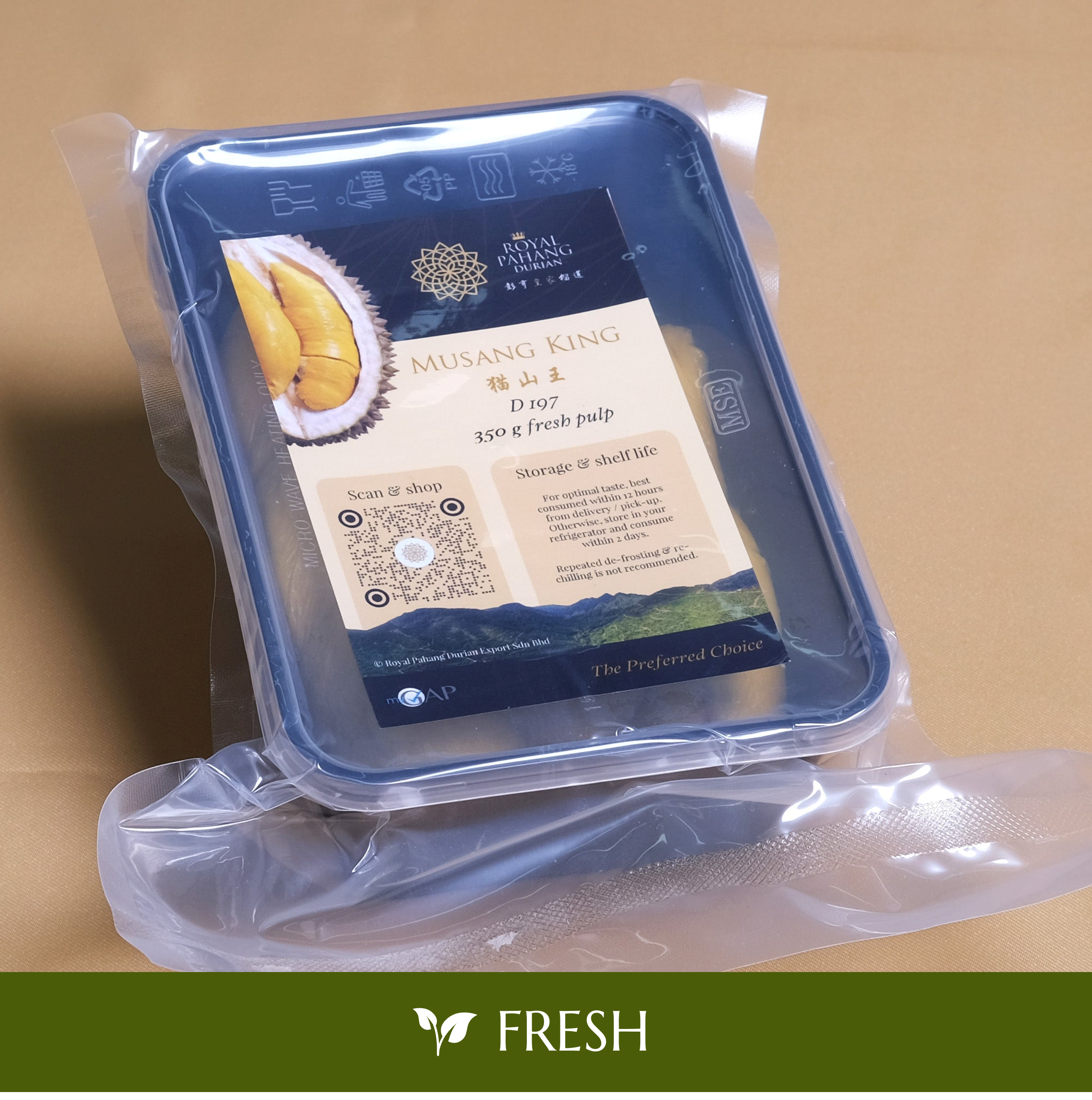 Fresh Musang King Durian Pulp 350g