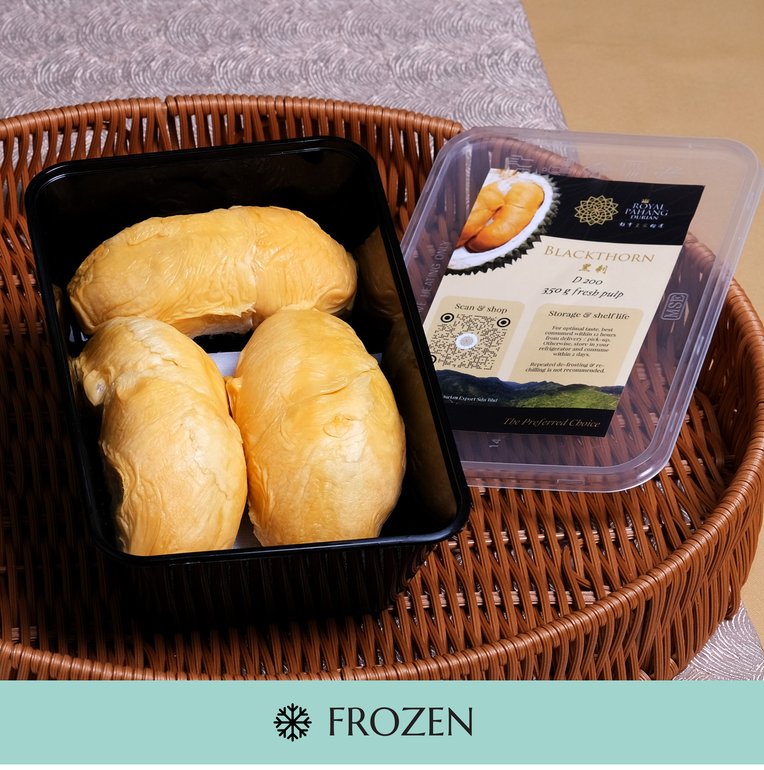 Black Thorn D200 Frozen Durian Pulp 350g