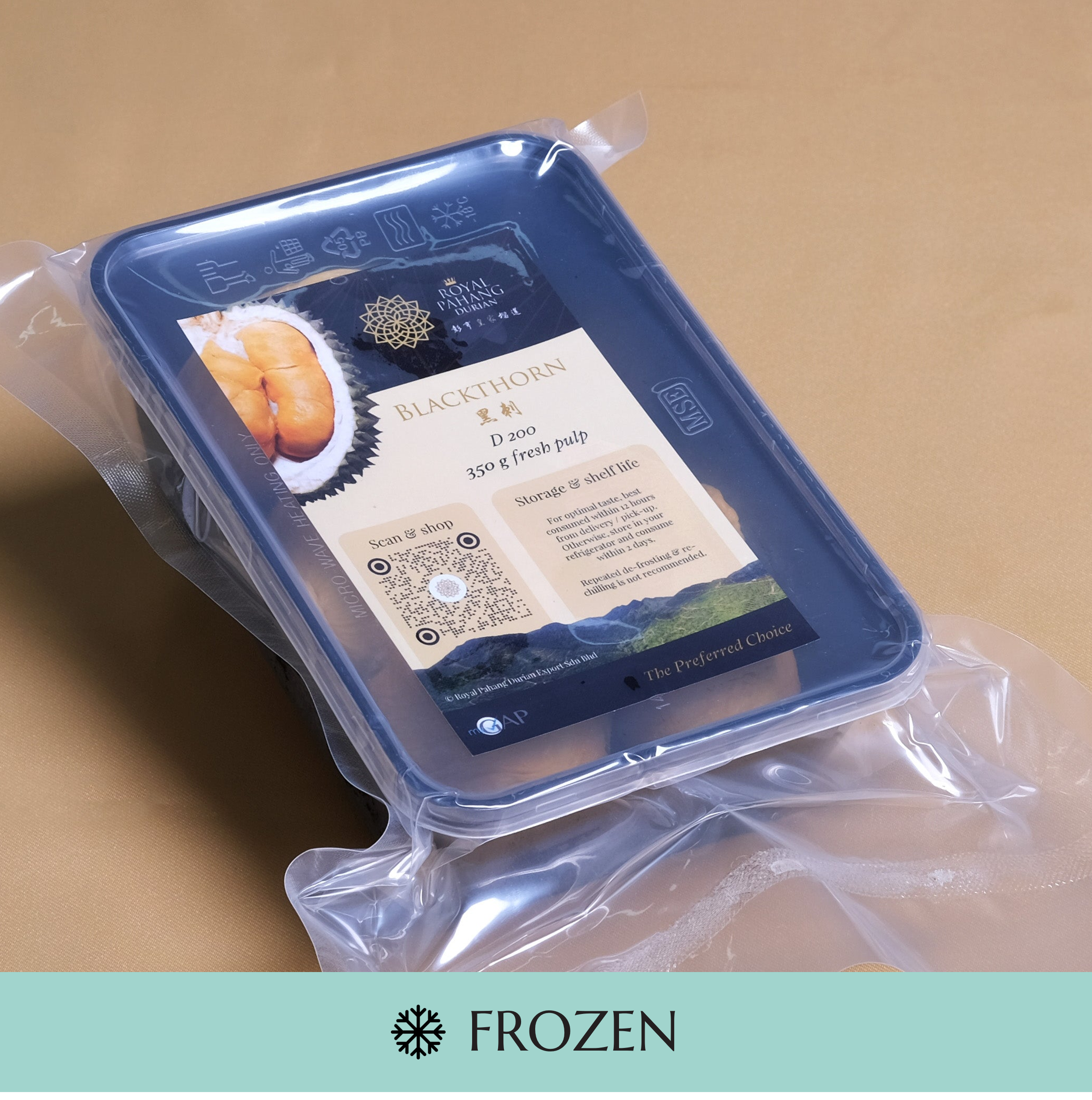 Black Thorn D200 Frozen Durian Pulp 350g